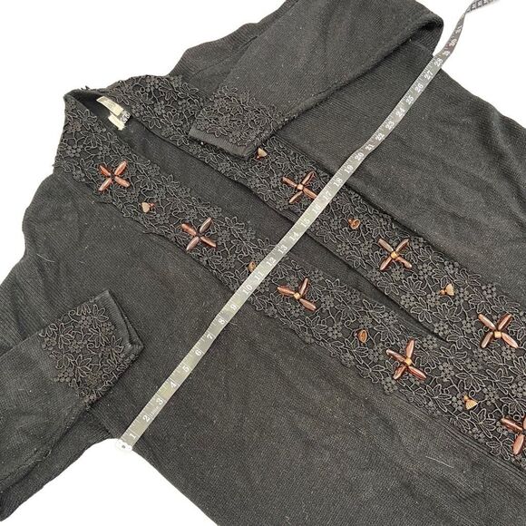 Vintage Cervelle Embellished Long Cardigan Sweater Size XL Lace Trim 80s 90s - Picture 5 of 6